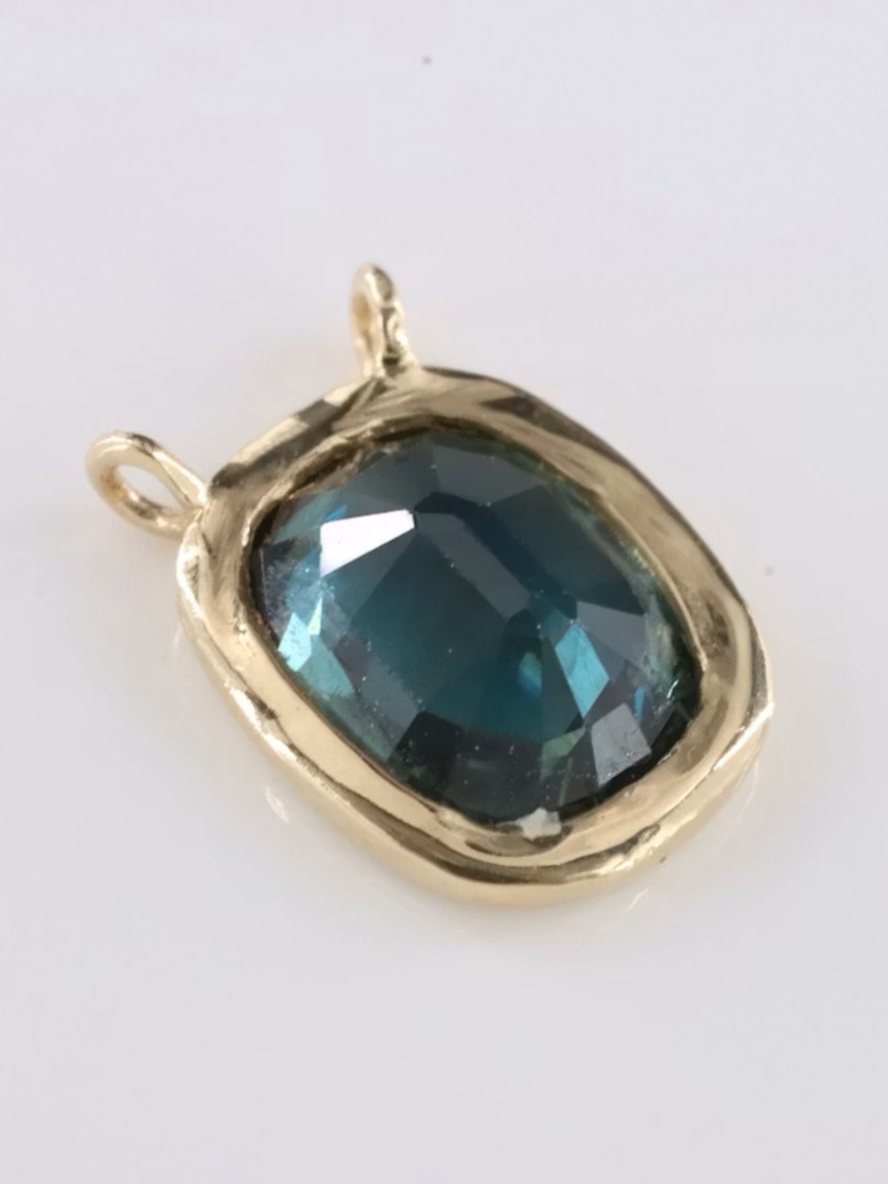 14k Yellow Gold Natural •BLUE SAPPHIRE• Bezel Charm Pendant •VINTAGE• Jewelry